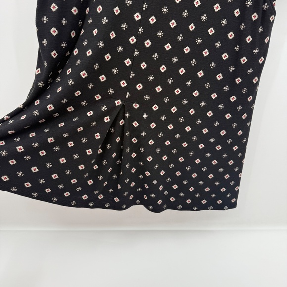 J Jill Dress Women Small Black 3/4 Sleeve Pockets Aztec Geometric Knit Stretch - Picture 4 of 11